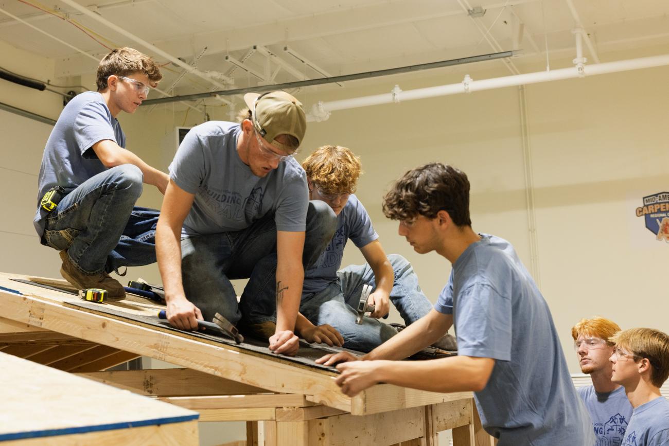 Students working on a project